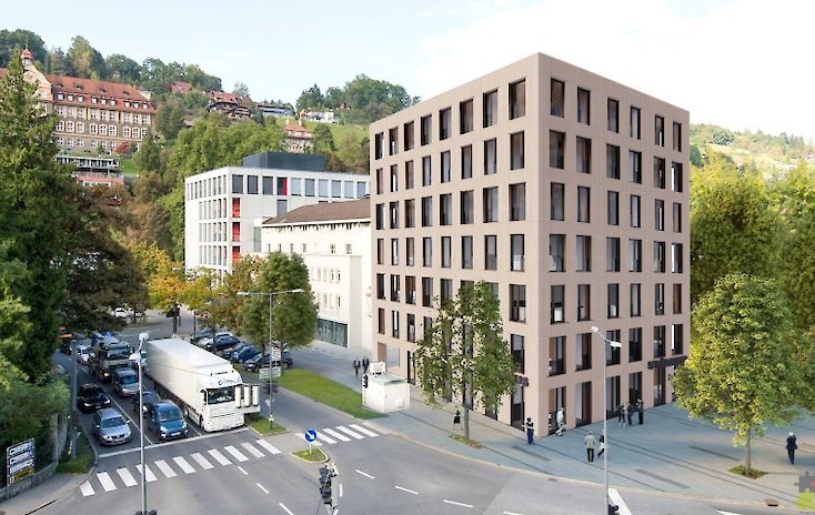 office ZERO: Rhomberg Bau errichtet reines Holz-Bürogebäude mit sieben Stockwerken an der Bärenkreuzung Feldkirch